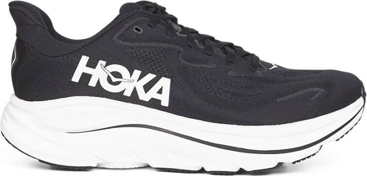 Hoka One Zwarte Sneakers met Dubbele Vetersluiting