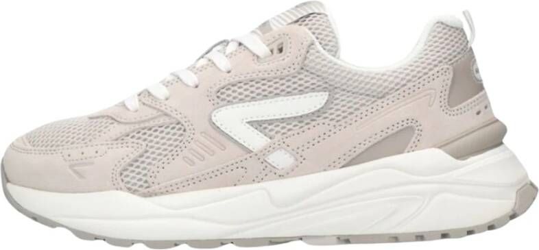 HUB Beige Lage Sneakers Grid-W