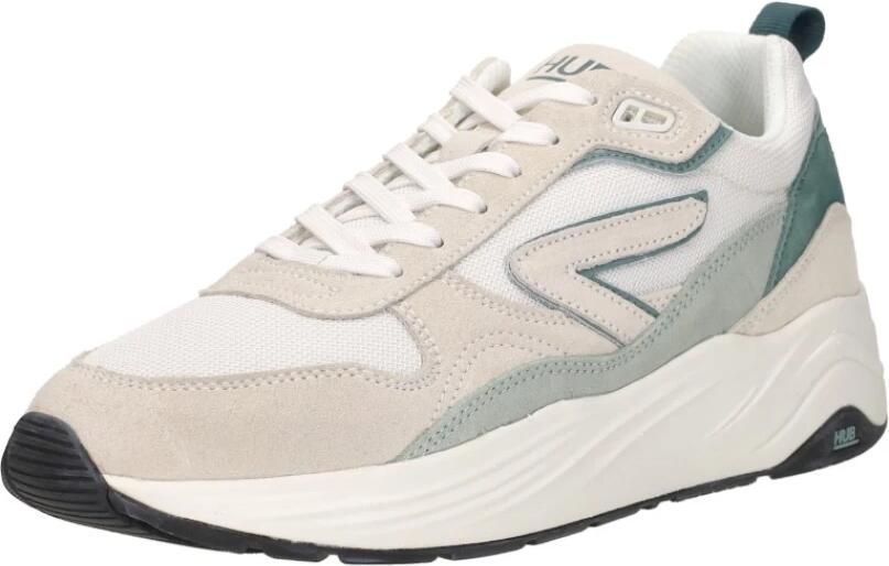 HUB Glide chunky suède sneakers beige groen - Foto 3