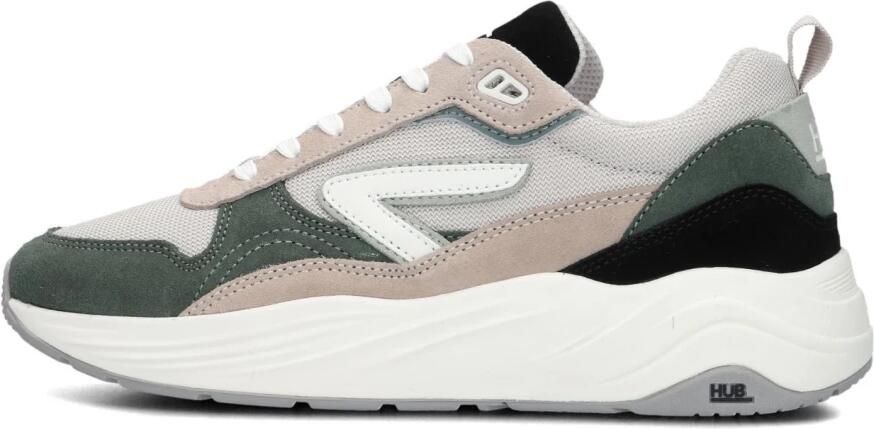 HUB Glide S43 chunky suède sneakers grijsgroen beige - Foto 4