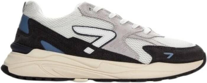 HUB Grid White Navy Sneakers
