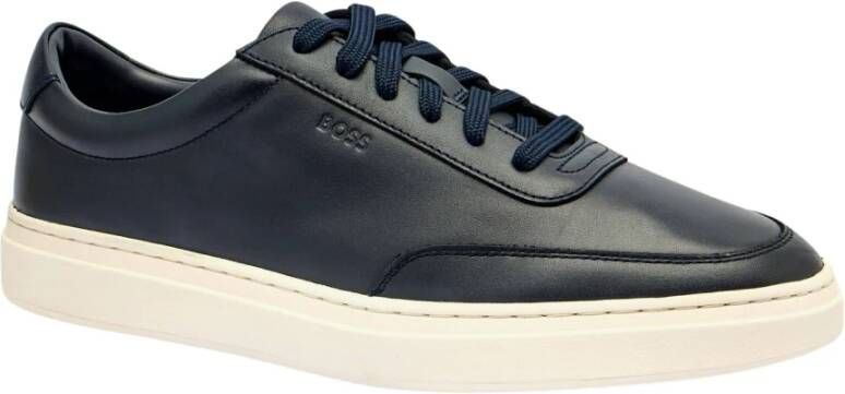 Hugo Blauwe Leren Lage Sneakers