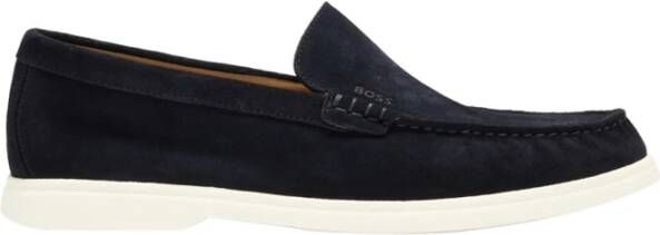 Hugo Blauwe Leren Loafers Elegante Stijl