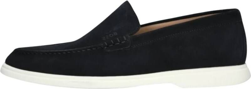 Hugo Boss Blauwe Suède Loafers Stijlvol Comfort Blue Heren