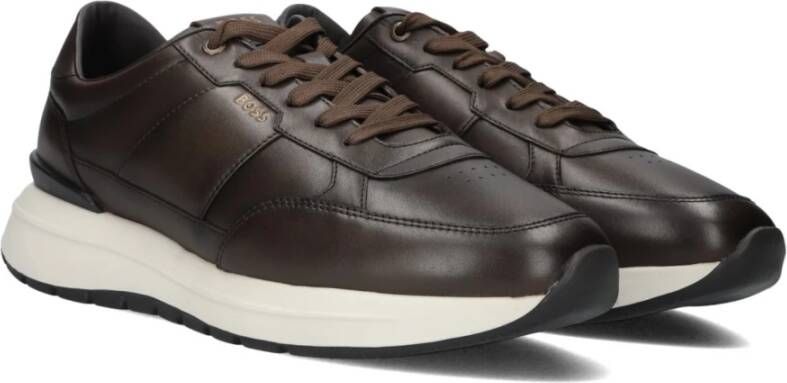 BOSS Lage Sneakers Heren Jace Runn Maat: 41 Materiaal: Leer Kleur: Bruin - Foto 1