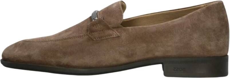 Hugo Boss Bruine Suède Loafers Klassieke Stijl Brown Heren