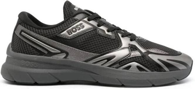 Hugo Boss Metallic-Trim Mesh Sneakers Black Heren