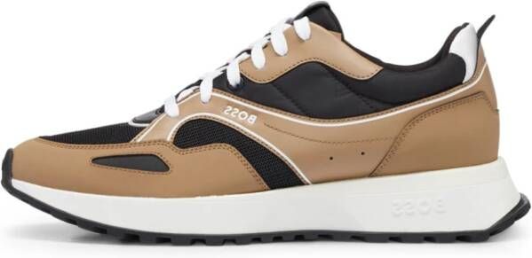 Hugo Boss Beige Sneakers met Retro Design en Bicolor Zool Beige Heren