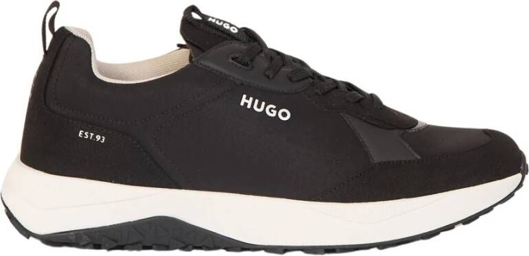 HUGO Kane Runn Lage sneakers Leren Sneaker Heren Zwart