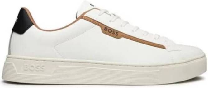 Hugo Boss Witte Sneakers met Suède Afwerkingen White Heren