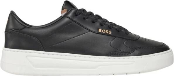 Boss Zwarte Leren Sneakers Baltimore Stijl Black Heren