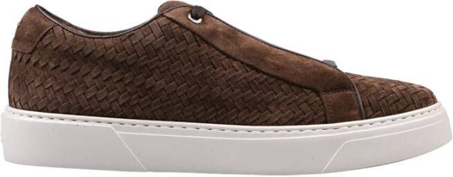 Hugo Bruine Leren Sneakers voor Mannen
