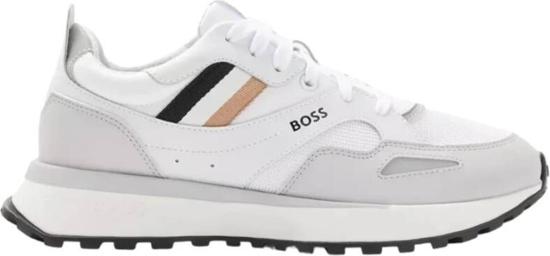 Hugo Boss Sportieve Stijl Witte Sneakers met Merks Kenmerkende Gestreepte Tape White Heren