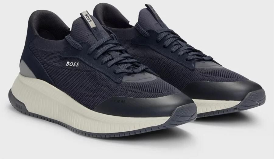 Hugo Boss Sneaker met gebreid bovenwerk en suède details