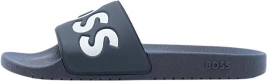 Hugo Boss heren BOSS slippers contrast logo blauw - Foto 6