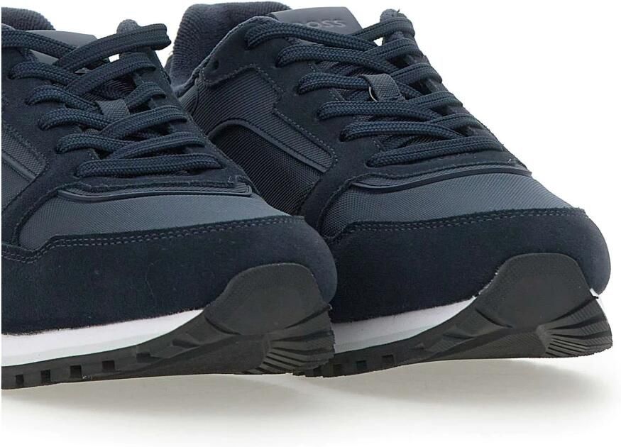 Hugo Marineblauwe Suède en Stoffen Sneakers