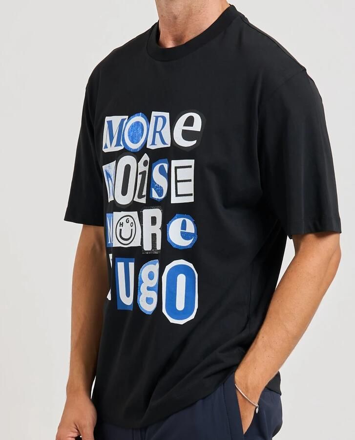 Hugo Zwart T-shirt met contrast slogan