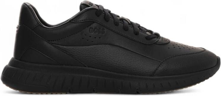 Hugo Leren instap sneakers met zijlogo