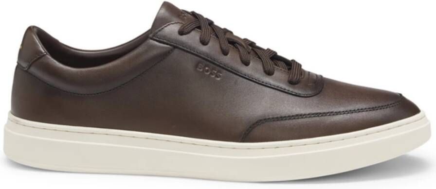 Hugo Leren sneakers met reliëflogo