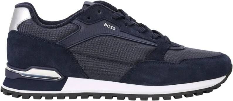 Hugo Marineblauwe Suède en Stoffen Sneakers