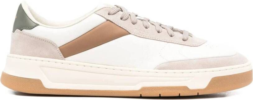 Hugo Witte leren sneakers met suède hiel