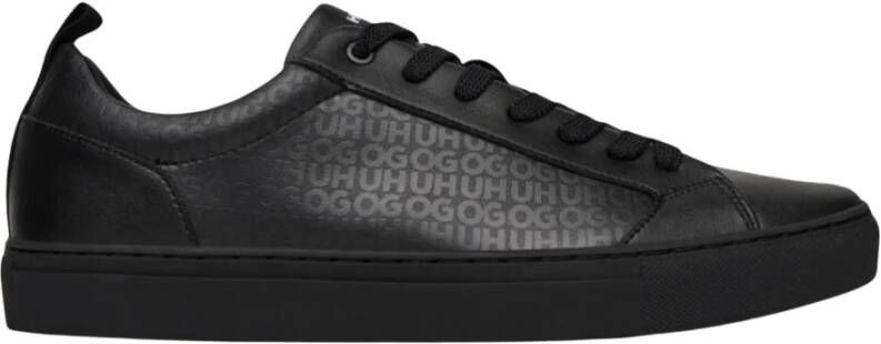 Hugo Zwarte Leren Lage Sneakers
