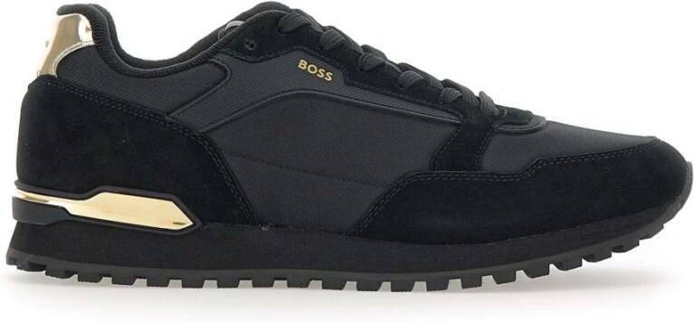 Hugo Zwarte sneakers met gouden details