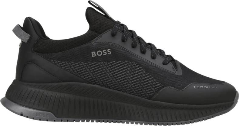 Hugo Zwarte sportieve sneakers met textiel bovenwerk