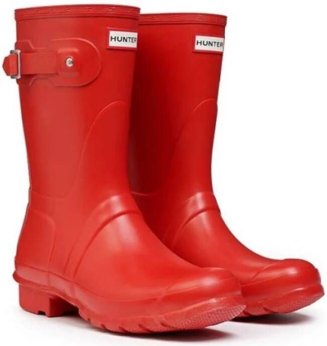 Hunter Korte Militaire Rode Waterdichte Rubberlaarzen