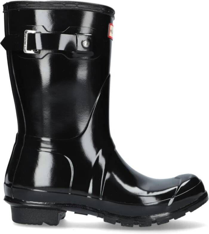 Hunter Korte Originele Regenlaars Glanzend Zwart Black Dames