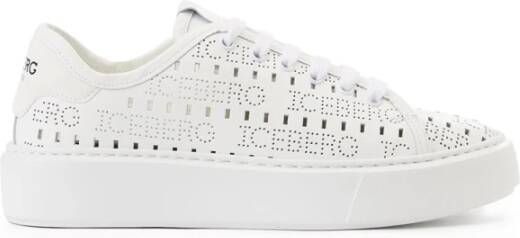 Iceberg Oversized sneakers in geperforeerd wit leer met allover logo