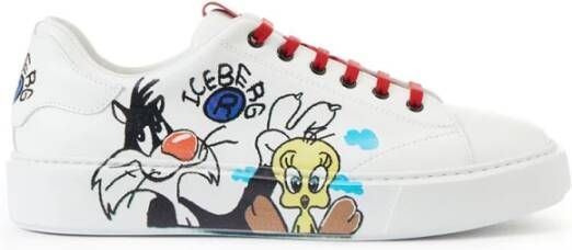 Iceberg Retro Tennis Sneakers met Cartoon Graphics White Heren