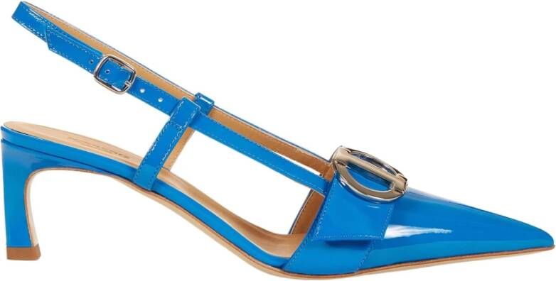 Iceberg Turquoise patentleren slingback schoen met puntige neus en metalen monogram