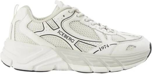 Iceberg Witte Leren Mesh Sneakers White Heren