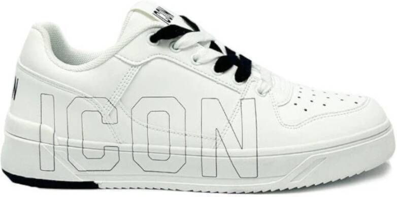 Icon Denim Witte Sneaker met Maxi Logo Belettering White Heren