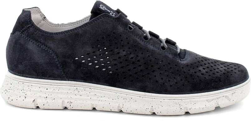 Igi&Co Blauwe lage zool sneakers met geperforeerde patronen