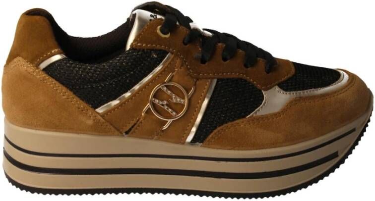 IGI&Co Dames Camel Zwarte Sneakers Bruin Dames