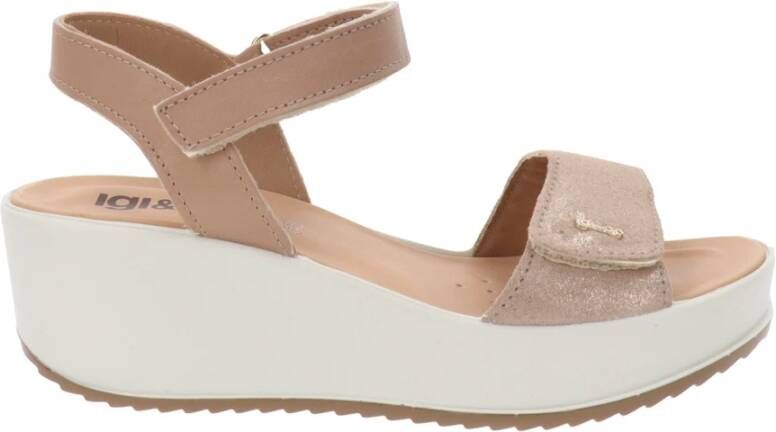 IGI&Co Leren Dames Sandalen met Klittenbandsluiting Brown Dames