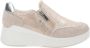 IGI&Co Leren en Stoffen Rits Sneakers Beige Dames - Thumbnail 1