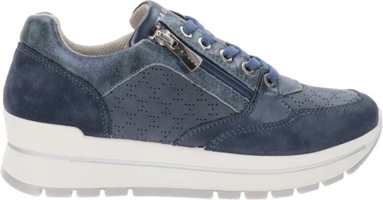 IGI&Co Leren Sneakers met Veters en Rits Blue Dames