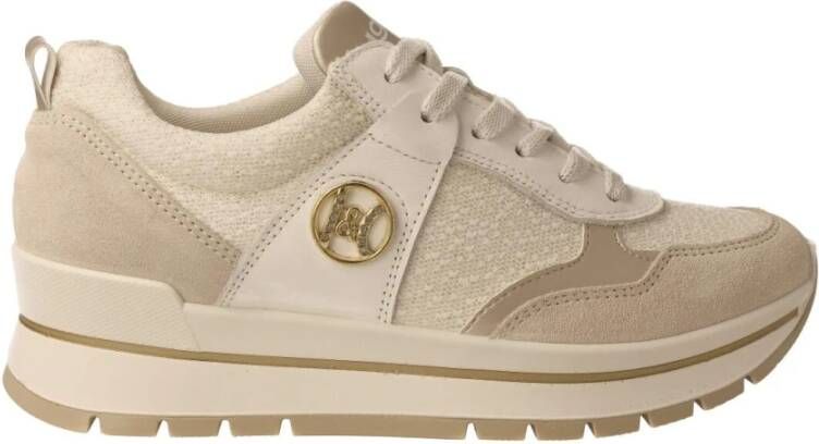 Igi&Co Witte en beige damessneakers