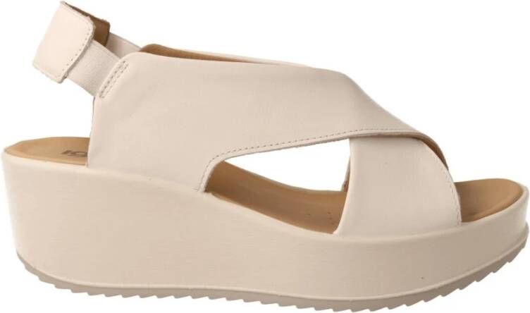 Igi&Co Witte leren sandalen met gewatteerde hiel