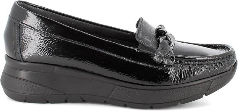 IGI&Co Zwarte Leren Mocassins met Licht Sleehakje Black Dames