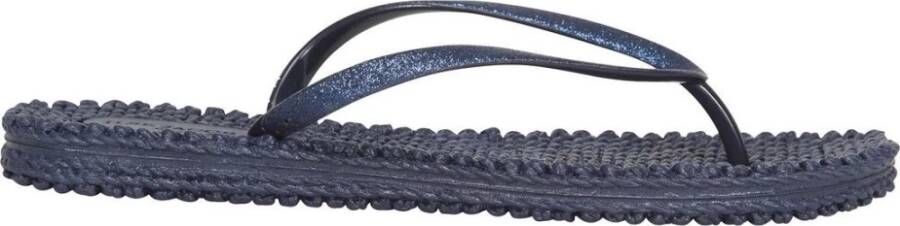 Ilse Jacobsen Hornbæk Glitter flip-flop in gewaad-geweven blik Blauw Dames
