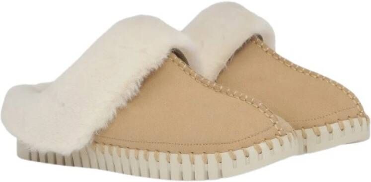 Ilse Jacobsen Pantoffels Dames Sloffen Instappers Suède Harde zool Open hiel Tulip 3871 Beige - Foto 6