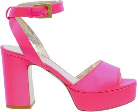 Ines De La Fressange Paris Roze Satijnen Plateau Sandaal Pink Dames