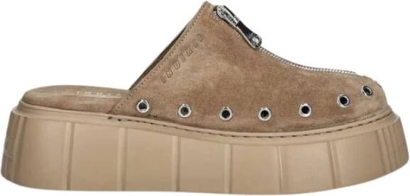 Inuikii Beige Suède Muiltjes