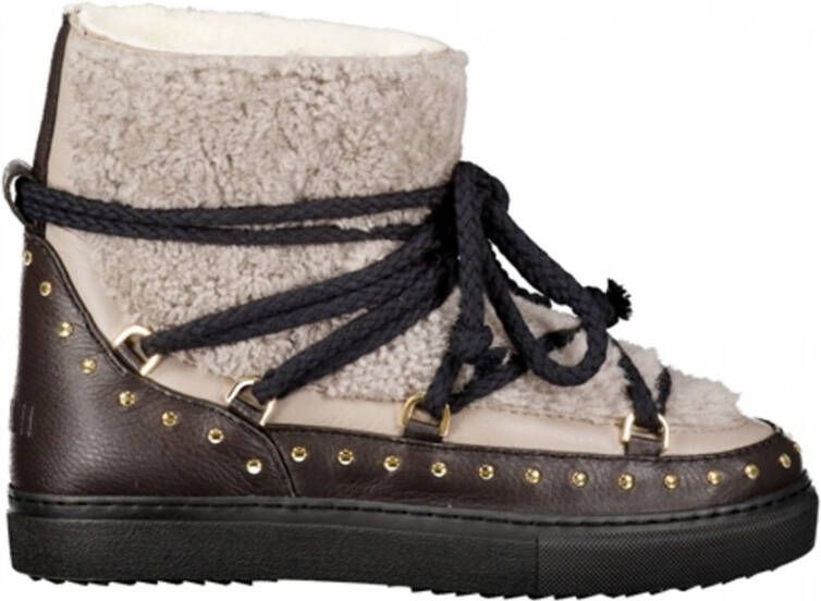 INUIKII Enkellaarsjes Dames Outdoor Snowboots Damesschoenen Leer Curly Rock Zwart combi - Foto 7