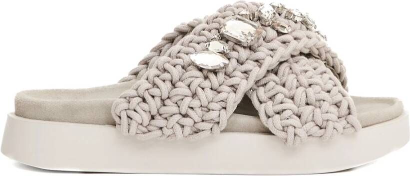 Inuikii Grijze Sandalen met Strass