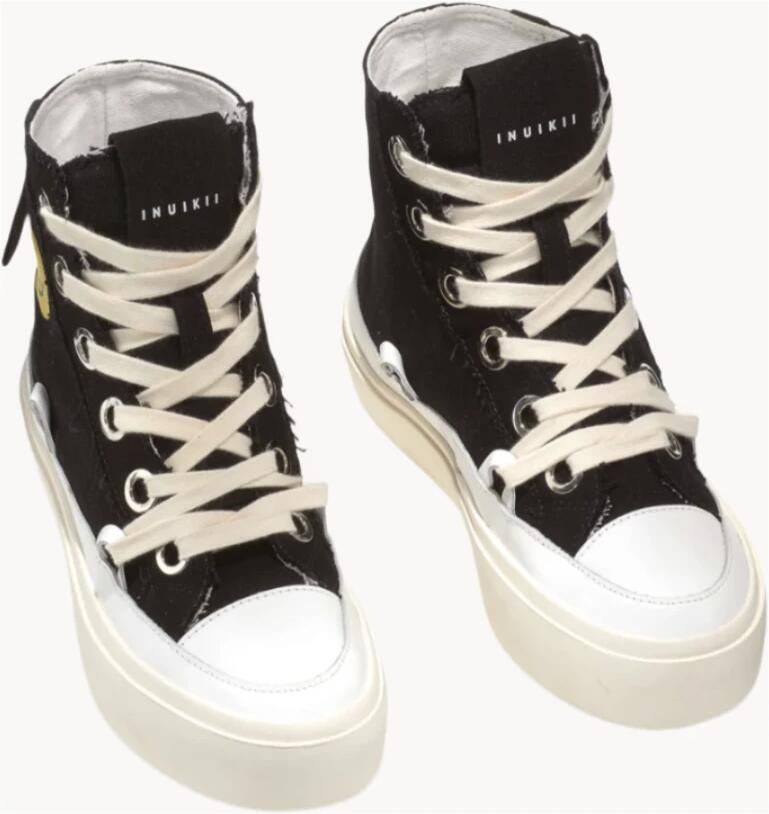 Inuikii Distressed Matilda Zwarte Sneaker met Smiley & Hart Print